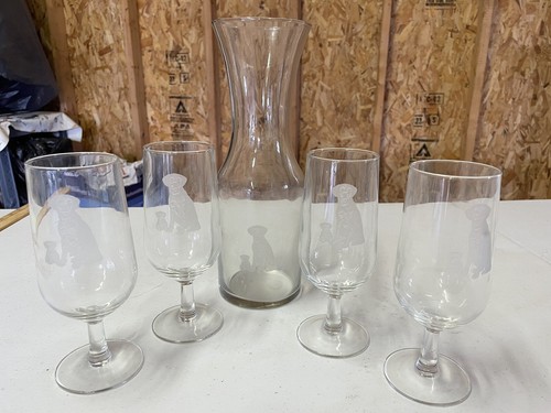 Set 4 bicchieri e caraffe da vino cippatrice RCA vintage anni 90 - Foto 3 di 7