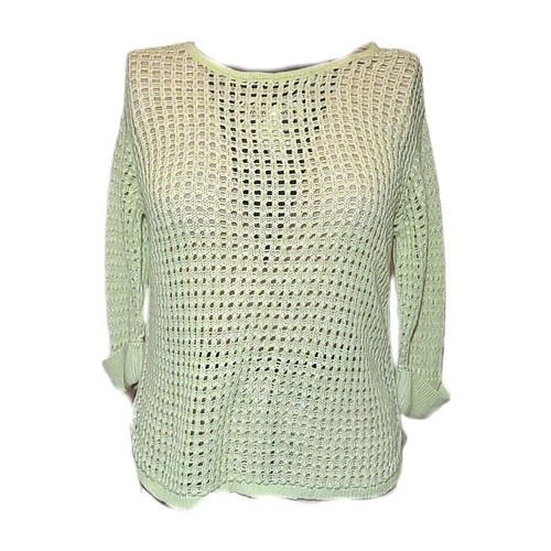 J Jill Sweater Green Linen Cotton Woven Lightweight 3/4 Sleeve Petite Small - Picture 2 of 9