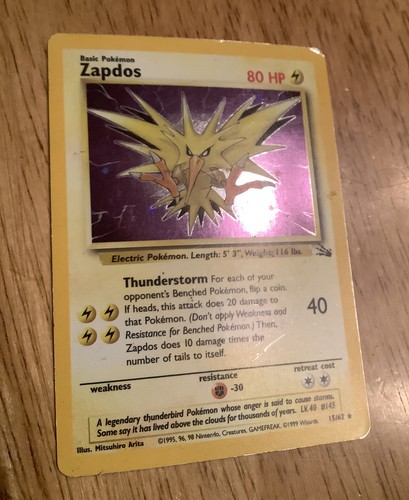 Zapdos Rare Holofoil FOSSIL Set - Picture 3 of 3