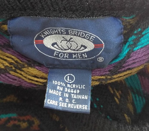 Vintage Knights Bridge for Men Sz L Sweater Tribal Pattern Pullover Knit EUC - Picture 4 of 5
