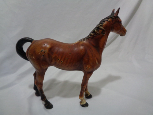 Original Hubley Cast Iron Bay Thoroughbred Horse Doorstop Statue 6 1/2 lbs - Picture 2 of 20