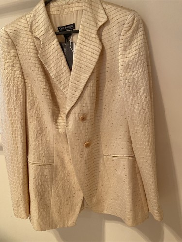 Giorgio Armani Milano Silk Gold Jacket-Sz IT 42 S 8 Made In Italy Original - Picture 8 of 10