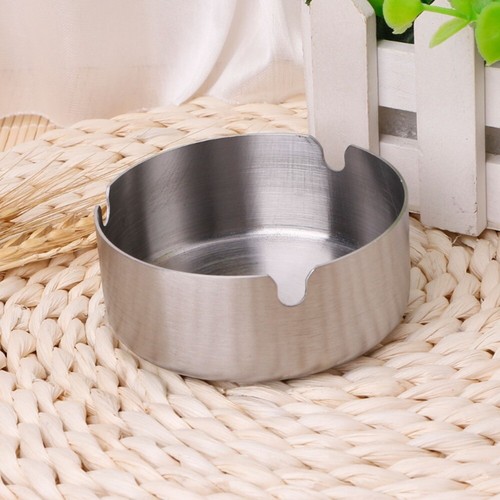 Stylish Round Stainless Steel Ashtray Portable Tabletop Silver Metal Ash Tray✨ - Picture 15 of 19