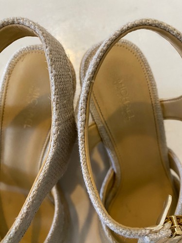 Women’s Michael Kors Platform Wedge Open Toe Cream Size 7.5 M - Picture 3 of 12