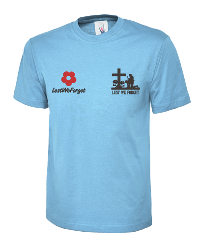 Poppy Flower Embroidered T-shirt Lest We Forget Remembering Respect Army Forces - Picture 8 of 19