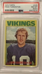 1972 Topps Fran Tarkenton 225 Minnesota Vikings NFL Georgia Vikings PSA 8