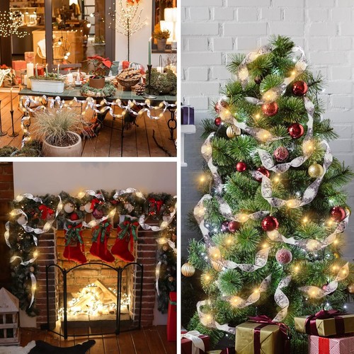 1-4PCS Christmas Ribbon Fairy Light 40 LED Battery Operated Indoor Outdoor Decor - Picture 6 of 7