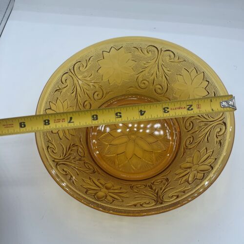 Vintage Tiara Indiana Glass Amber Sandwich GLASS SERVING BOWL APPEARS NEW 8.5” - Picture 7 of 8