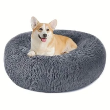 Non-Slip Plush Pet Dog Cat Bed Fluffy Soft Warm Calming Bed Sleeping Kennel Nest