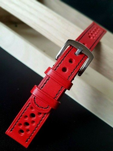Sportliches handgefertigtes Leder Uhrenarmband - Echtleder, universelle Passform, Geschenkidee - Bild 7 von 12