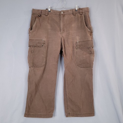 Pantalones de trabajo cargo Duluth Trading para hombre tiro medio calce regular marrón talla 46x30