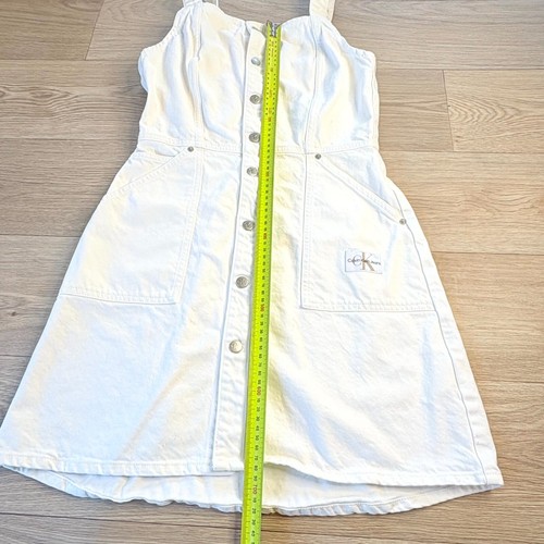 Calvin Klein Dress Women Small White Denim Utility A-line Sleeveless Casual - Picture 7 of 22