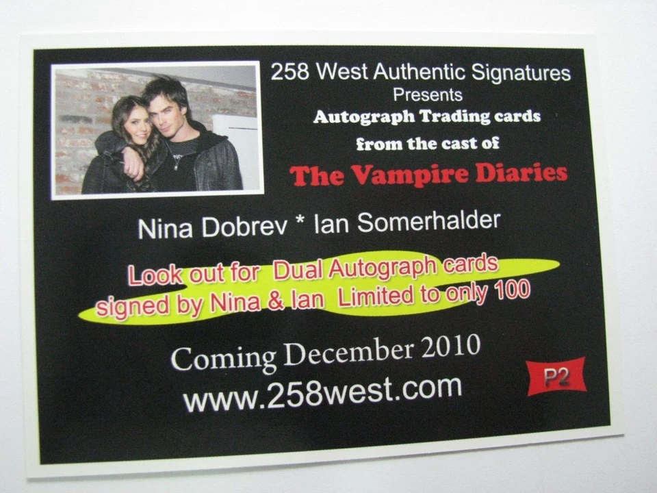The Vampire Diaries Nina Dobrev Ian Somerhalder 258 West Authentic Promo Card P2 - Image 2 of 2