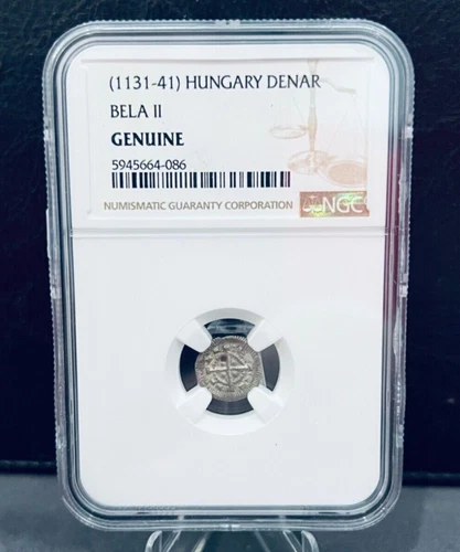 NGC King Bela II of HUNGARY Bela the Blind 1131-1141 Silver Denar Coin