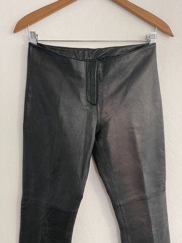 bebe Hose 4 Vintage 90er Y2K Leder schwarz Low Rise Flare Festival Grunge Goth - Bild 3 von 13