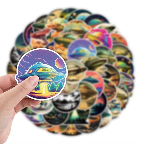 50pcs Waterproof Stickers Astronaut UFO Alien Spaceship Luggage Phone Laptop Car - Picture 5 of 7