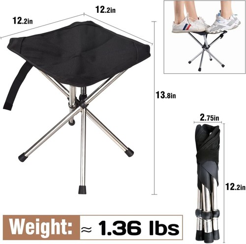 Small Folding Camping Stool Outdoor Portable Camping Fishing Chair w/ Carry Bag - Picture 4 of 12