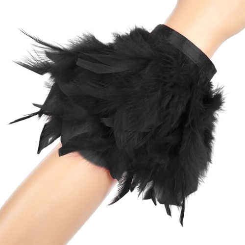 1 paio bracciale piuma maniche unghie mano foto peluche polsino cosplay costume - Foto 25 di 39