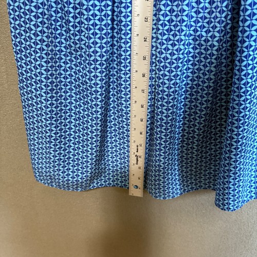 Gap Sleeveless Dress Size M Blue Geometric Print Blouson Tie Neck 100% Polyester - Picture 9 of 9