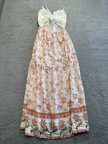 Women Shein Knit Top Open Back Floral Multicolored Maxi Spring Dress Small - Picture 10 of 11