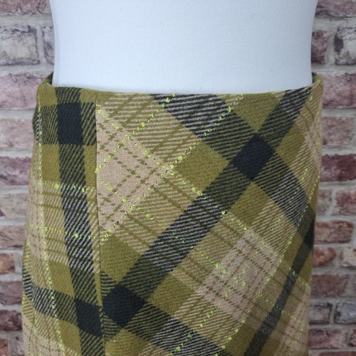 Hobbs Short Pencil Skirt UK 10 Green Check Wool Tartan - Picture 4 of 11