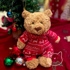 AUTHENTIC - Jellycat BARTHOLOMEW BEAR IN WINTER PAJAMAS New NWT Plush Christmas