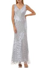 Women's Js Collections Leaf Soutache Trumpet Gown, Size 2 - Grey