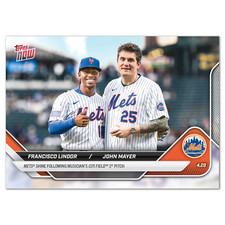 2025 Topps Now Francisco Lindor & John Mayer Mets Win After 1st Pitch - QTY