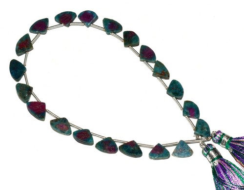 Natural Bicolor Gemstone Ruby Zoisite 9MM Size Axe Shape Smooth Beads 9" - Picture 6 of 6