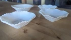 Milk Glass Candy Dish Ruffled Edge Diamond Cut Pattern Square Bowl  (Qty 3)