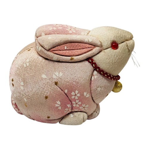 Japanese Kimekomi Doll Zodiac Rabbit Craft Sakura Pink Okimono Lucky Decor R11 - Picture 7 of 14