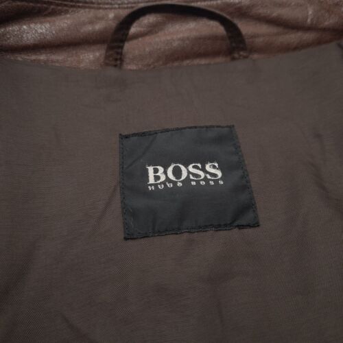 Hugo Boss Brown Leather Jacket Breathable Casual Mens Bj7 Size 52 - Picture 5 of 9