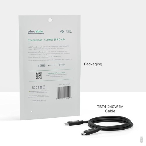Seamless Thunderbolt 4 Cable - 3.3ft, 240W Power Delivery, 8K/4K Display Support - Picture 9 of 10