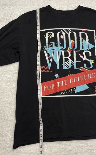 Camiseta negra XL manga larga estampado gráfico Good Vibes para hombre ropa de calle estilo - Imagen 2 de 6