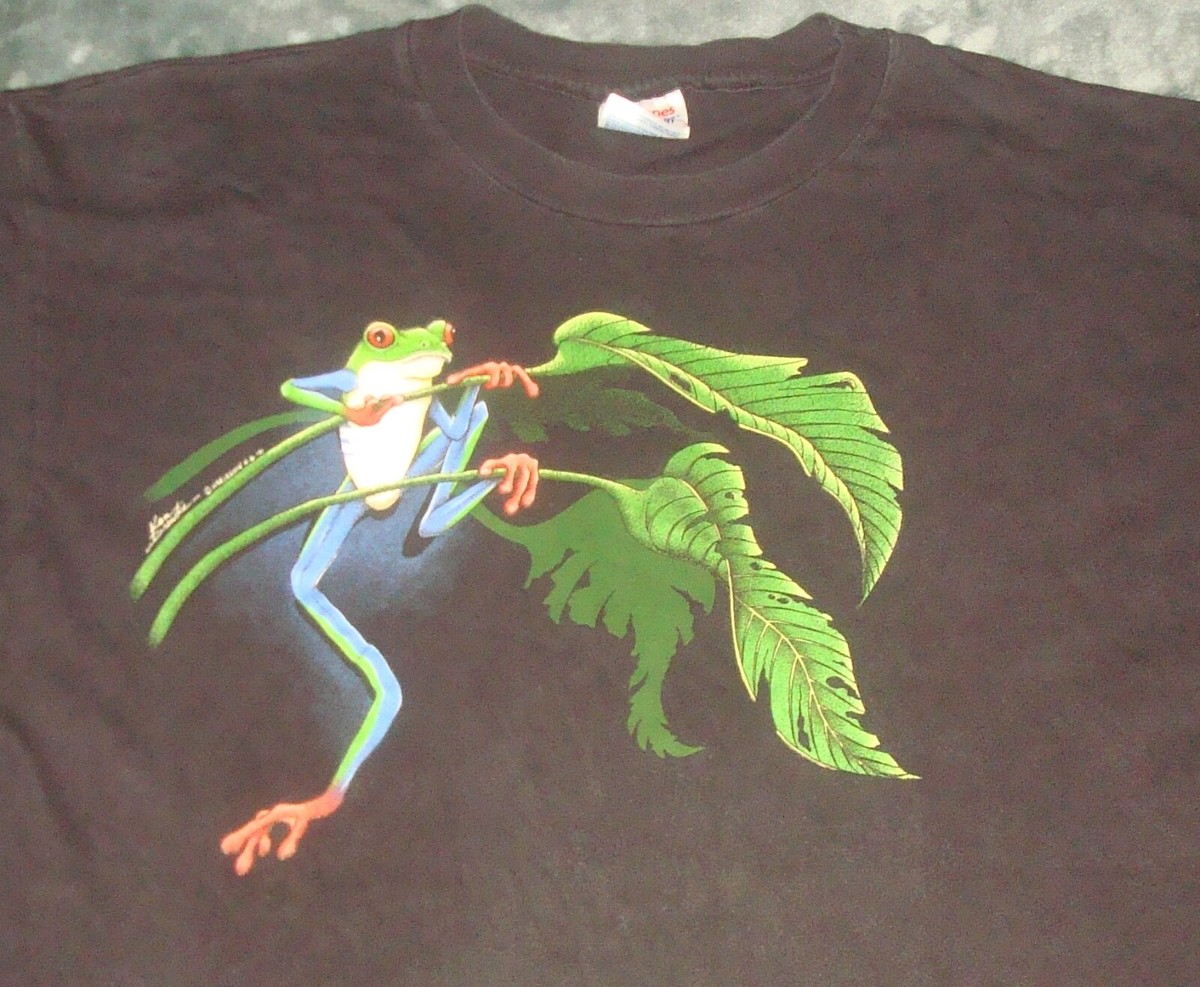 VTG 1991 TREE FROG RED EYE DOUBLE SIDED T SHIRT XL 90s RAINFOREST