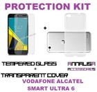 CUSTODIA COVER + PELLICOLA VETRO TEMPERATO VODAFONE SMART ULTRA 6 CASE + GLASS