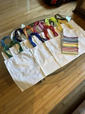 12 Multicolor Canvas Tote Bag w/mini Pouch 15x11.5