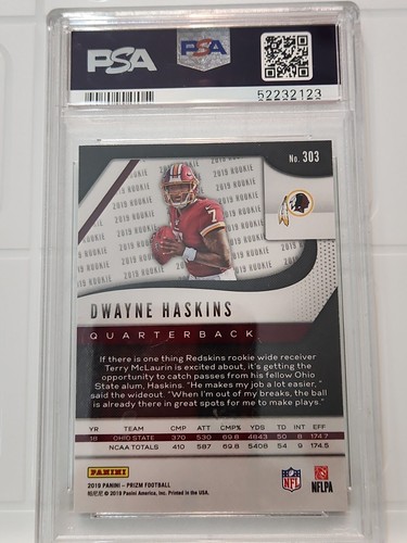 Dwayne Haskins 2019 Panini Prizm RC #303 Silver Prizm PSA 9 Mint - Picture 2 of 2