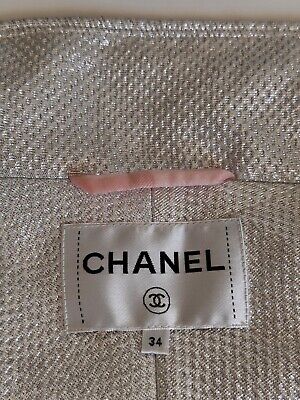 CHANEL 17P LIGHT PINK SILVER CC LOGO BOMBER ZIP JACKET 34 XS
