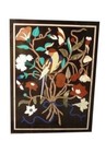 24" x 18" Black Marble Table Top Semi Precious Stone Inlaid Floral Works