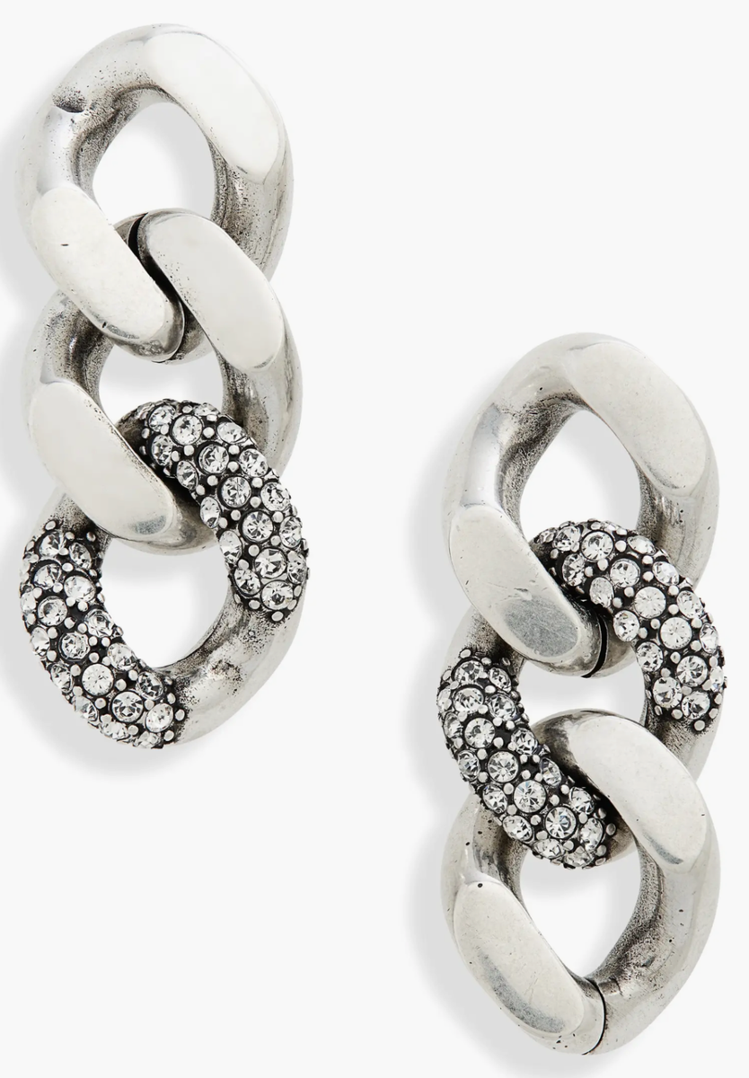 NIB Saint Laurent YSL Curb Chain Link Crystal Mismatch