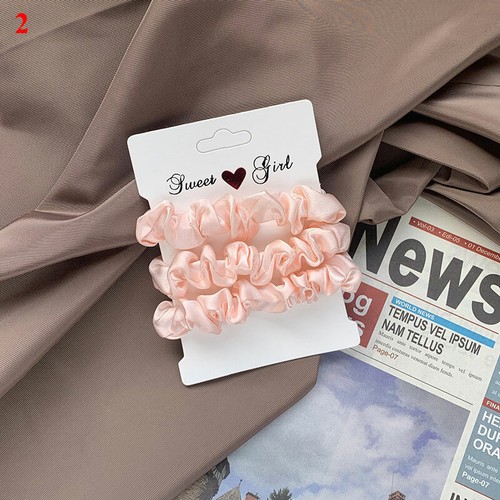 3 Stück/Set Seidensatin kleine Scrunchies Stoff Pferdeschwanz Haargummis Seil Gummiband - Bild 14 von 37