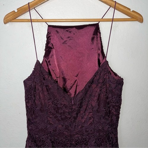 THEIA BRIDESMAIDS Hayley Lace Maxi Dress Sz 8 Aubergine Plum Purple Formal Gown - Picture 9 of 12