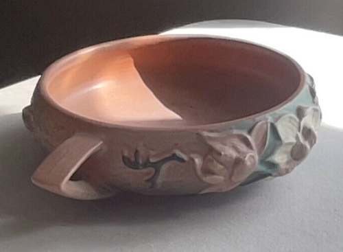 Vintage Roseville Pottery Green Double Handled Magnolia Bowl #447-6 1940's - Picture 4 of 7