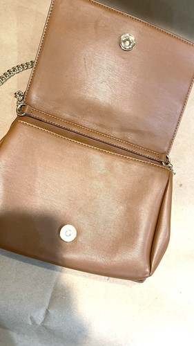 Express Brown Crossbody Handbag Purse With Gold Chain Strap - Picture 8 of 15