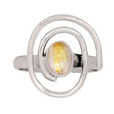 Natural Golden Rutile - Brazil 925 Sterling Silver Ring OSA1 s.8 CR65385