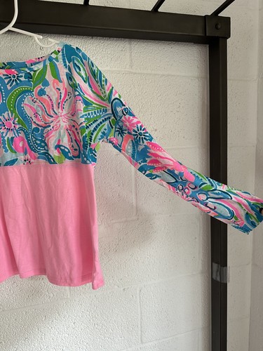 EUC Lilly Pulitzer Girls FINN Shirt SIZE 8-10 Long Sleeve PINK MULTI 100% Cotton - Picture 4 of 7