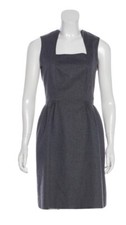 NEW Oscar de la Renta - Sleeveless Split Neck Sheath Dress US 10 $2190 Grey Wool