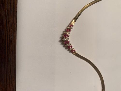 Ruby & Diamond 14K Necklace 17inch - Picture 3 of 4