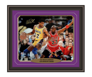 Magic-Johnson-Signed-amp-Framed-Lakers-16x20-PSA-DNA-COA-Michael-Jordan-Autograph